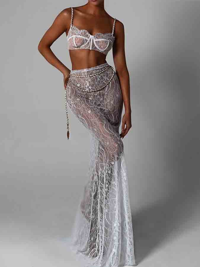 Lace See-through Mermaid Long Skirt