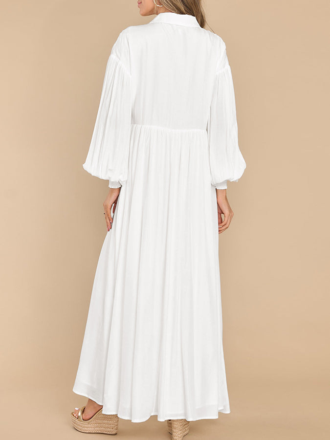 Long Sleeves Buttoned Shirt Maxi Dress