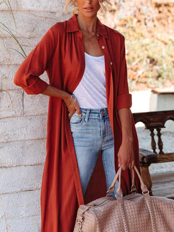 Long Sleeves Buttoned Shirt Coat