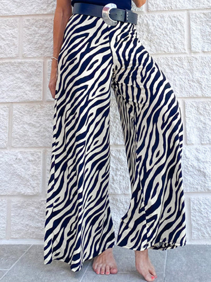 Black Geometric Printed Wide Leg Pants
