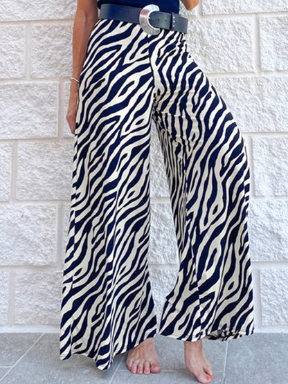 Black Geometric Printed Wide Leg Pants