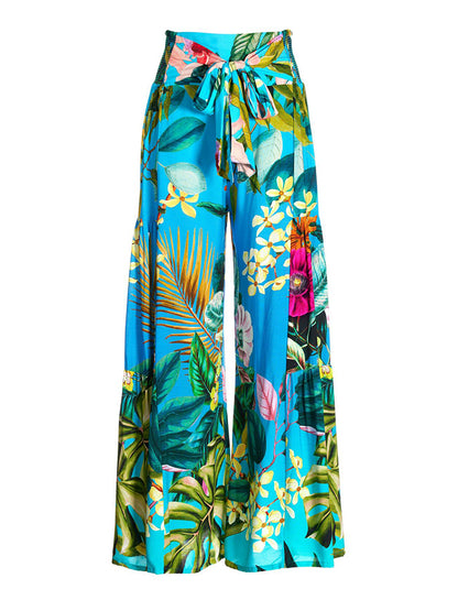 Printed One Piece Swimsuit and Wide-leg Pants