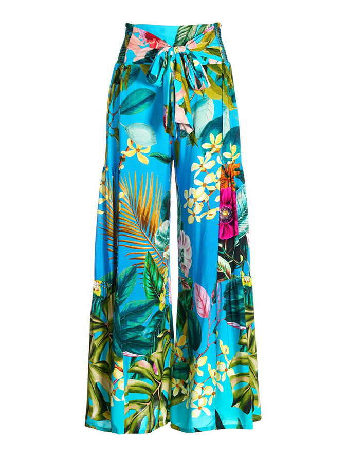 Printed One Piece Swimsuit and Wide-leg Pants
