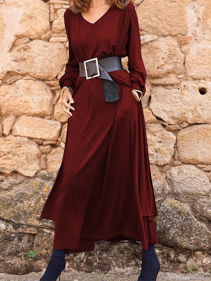 V Neck Top & Cardigan & Pants 3 Pieces Sets With Belt