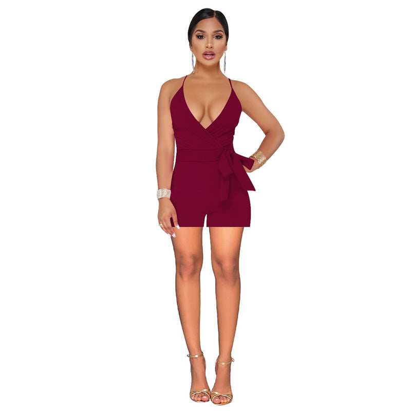 Deep V Plunge Neck Romper