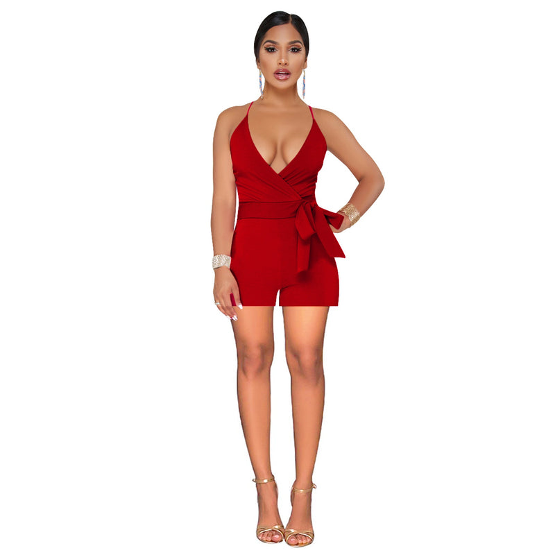 Deep V Plunge Neck Romper