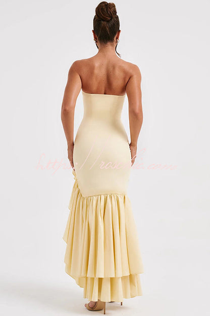 Off-shoulder Slim Fit Irregular Hem Maxi Dress