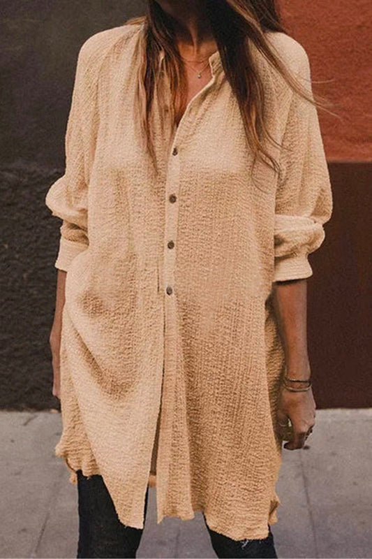 Priyavil Oversized Long Sleeves Button Down Blouse Shirt