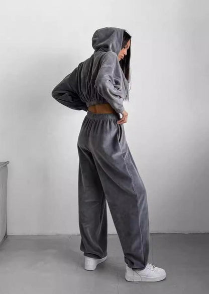 Relaxed Radiance - Zip-up Hoodie Two-piece Set