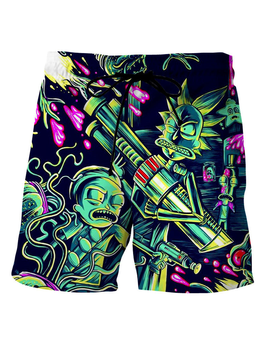 Graffiti Print Drawstring Shorts Ar70104
