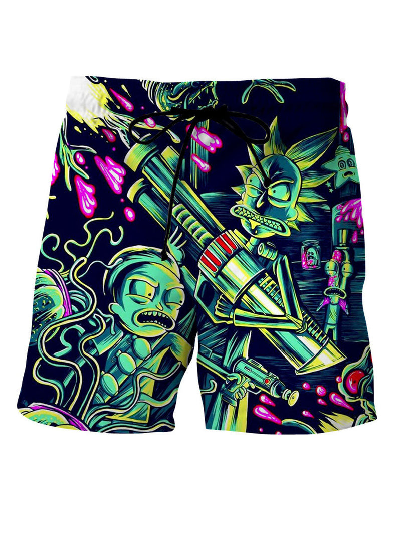 Graffiti Print Drawstring Shorts Ar70104
