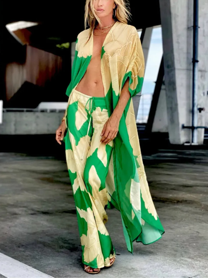 Print Beach Kaftan and Pants
