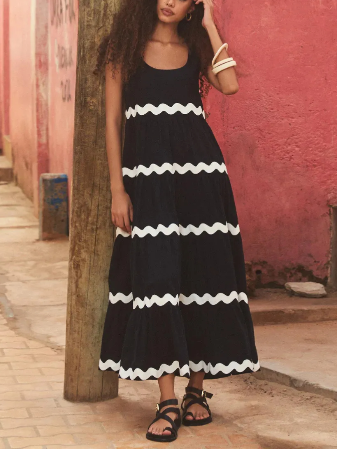 Color Block Vest Long Dress