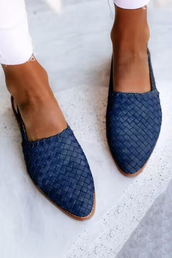 Pointed Toe Woven Flat Sandals