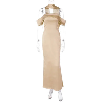 Backlesss Long Dress for Off Shoulder Sleeveless Dresses Lady Party Temperament Wedding Dress Woman