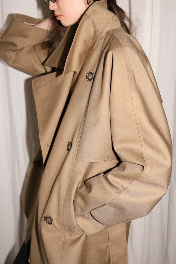 Classic Twill 3d-silhouette Collared Short Trench Coat