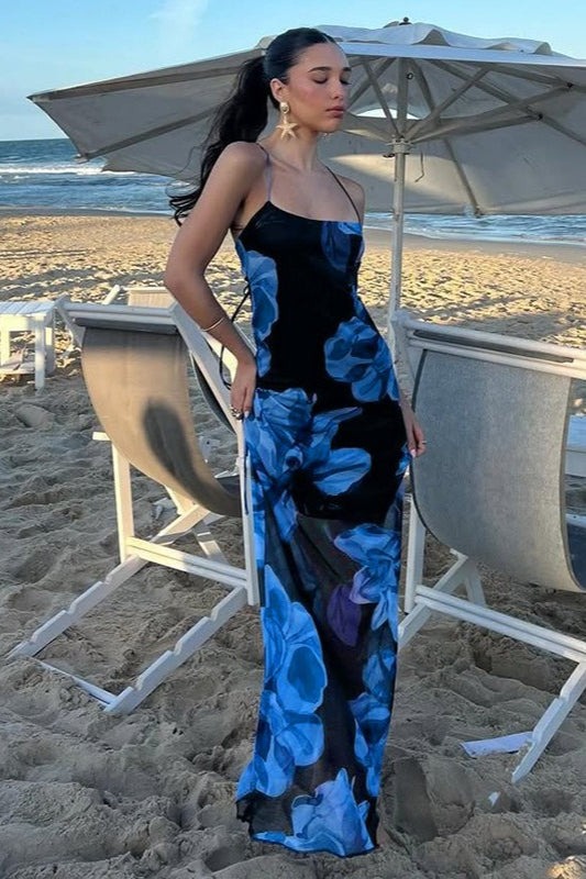 Halter Backless Tie Maxi Dress