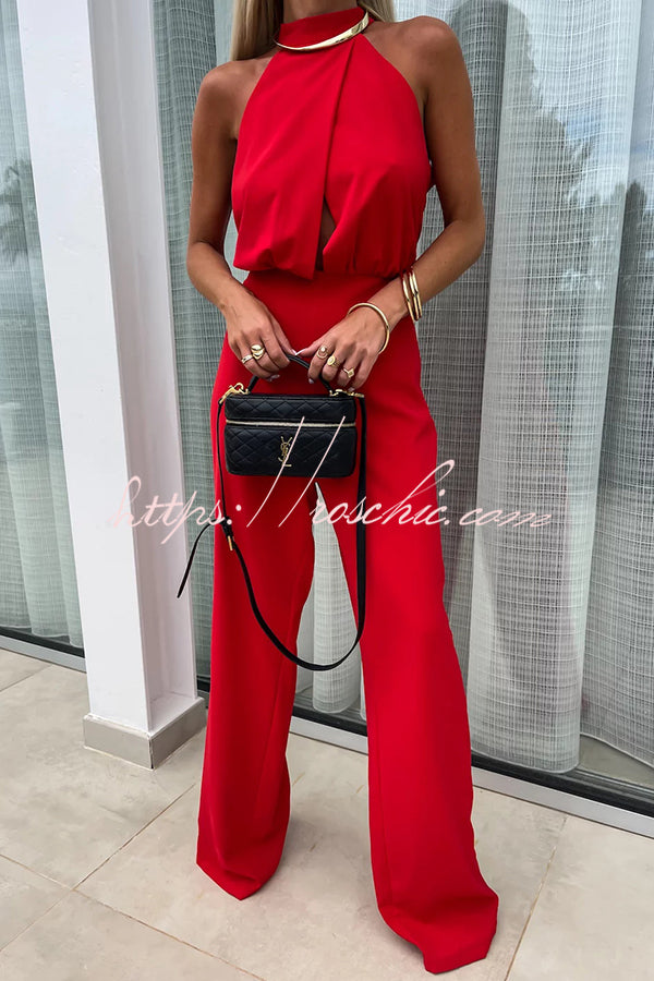 Fashionable Color Sleeveless Hollow Slim Fit Jumpsuit
