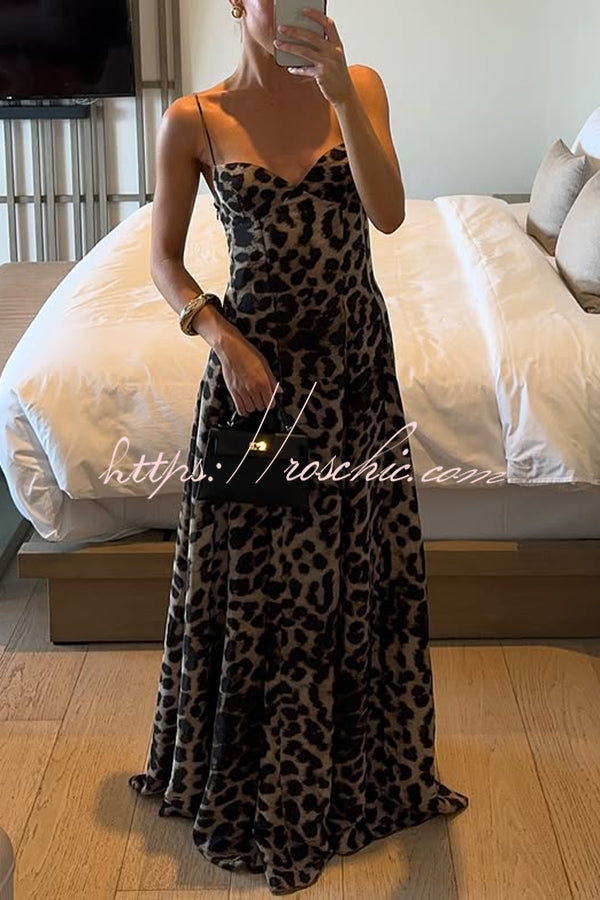 In the Maldives Leopard Waisted A-line Slip Maxi Dress