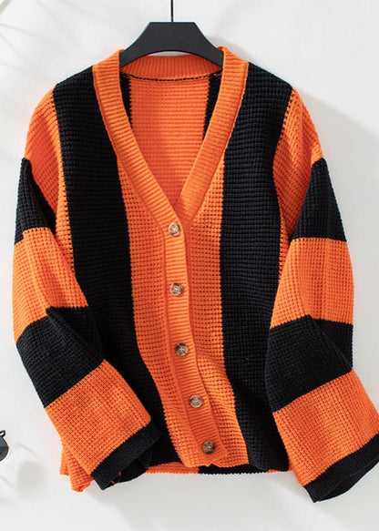 Striped Knitted Cardigan - Monochrome