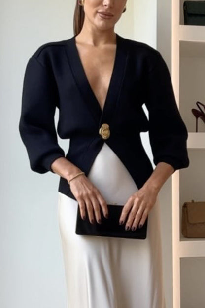 V Neck Button Up Sweater Cardigan