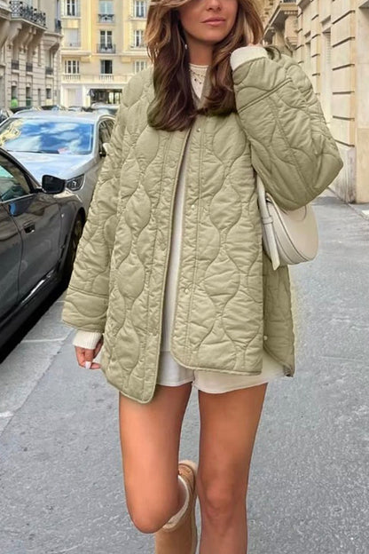 Stand-collar Single-breasted Mid-length Loose Cotton Coat