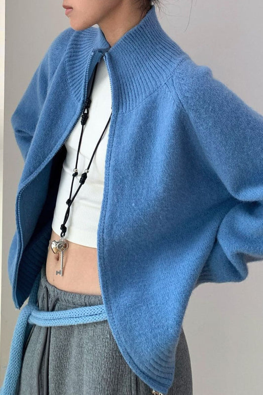 Soft Knit Zipper Cardigan