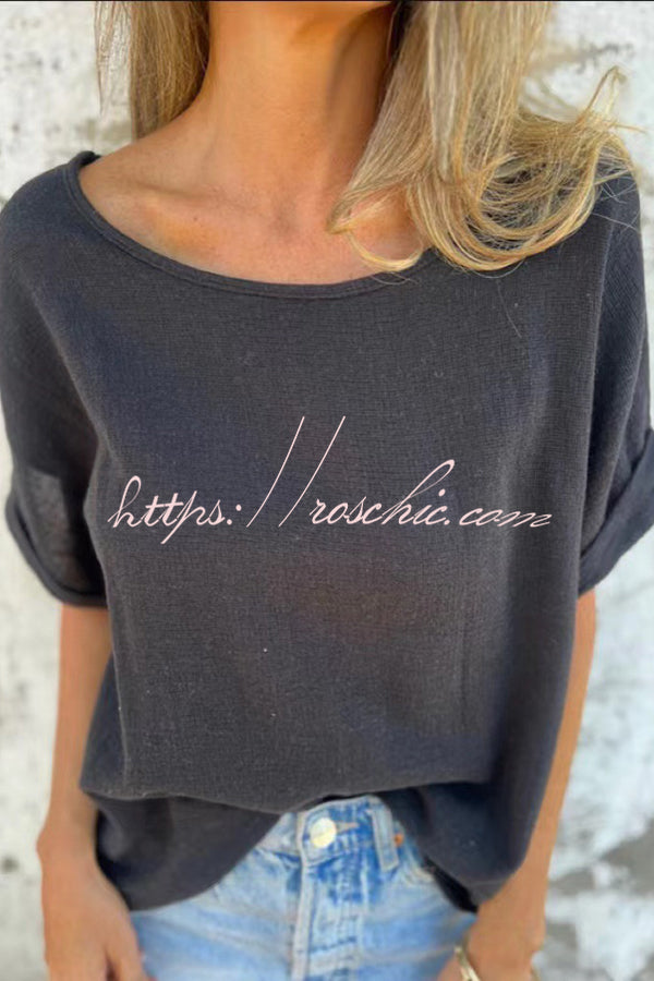 Linen Blend Crew Neck Short Sleeve Loose T-shirt
