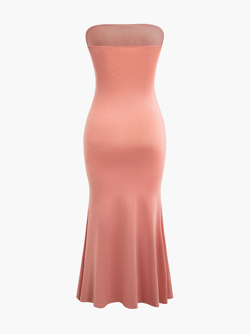 Embroidered Strapless Maxi Dress