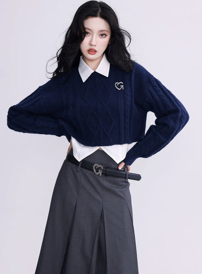 Cg Diamond Knit Cropped Sweater