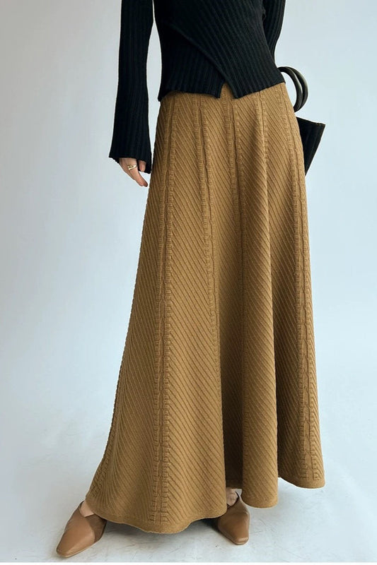Textured-knit High-waist Maxi Skirt