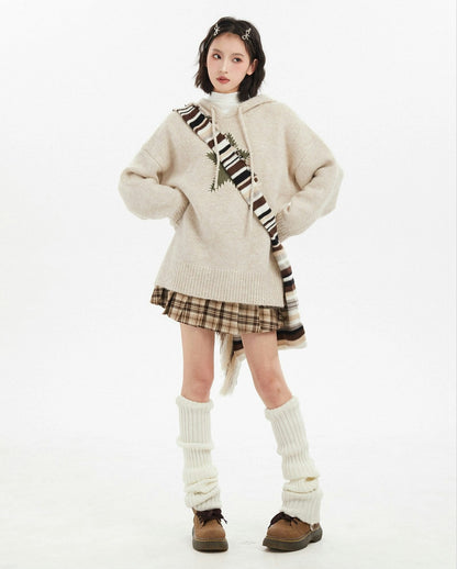 Oversized Star Patch Knit Sweater