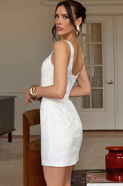 Jacquard Square Neck Cami Bodycon Mini Dress