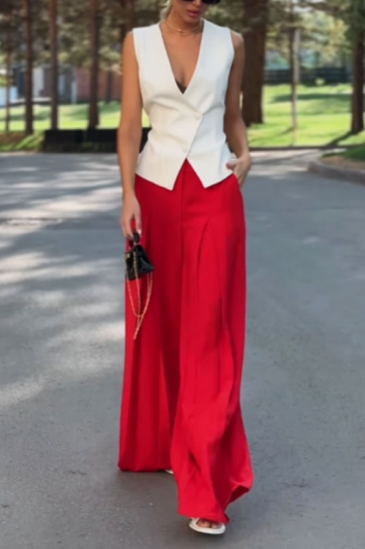 Vest \u0026 Wide Leg Pants Two-piece Set