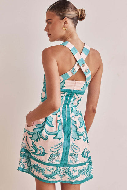 Exquisite Painted Print Camisole Mini Dress