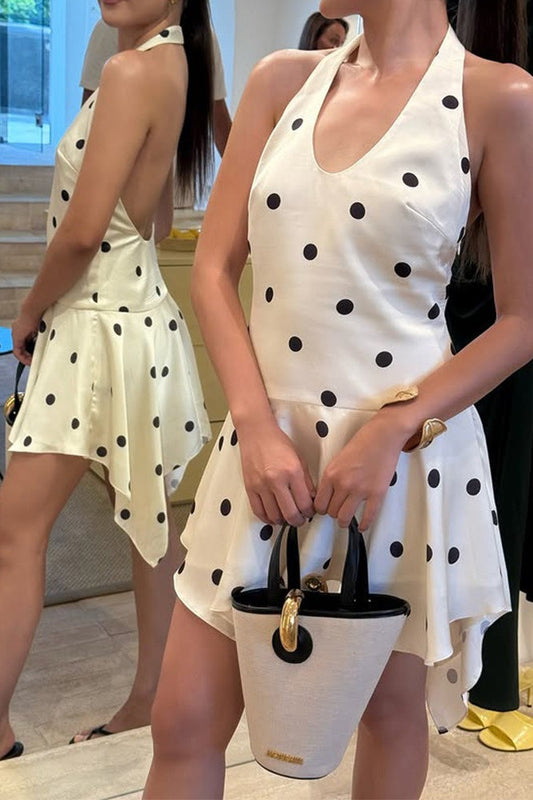 Halter C-neck Backless A-line Mini Dress
