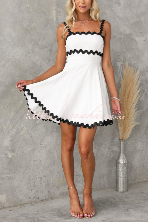Aimie Color Wavy Lace Suspender Mini Dress