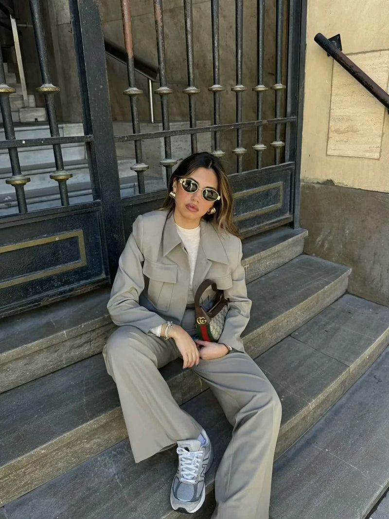 Temperament Coat and Straight Pants Suit