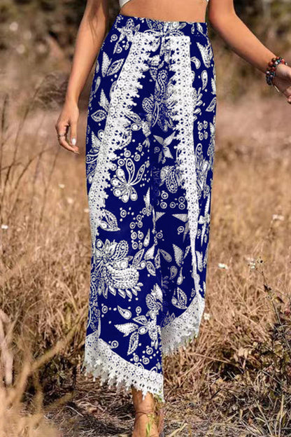 Loose Print Lace Pants