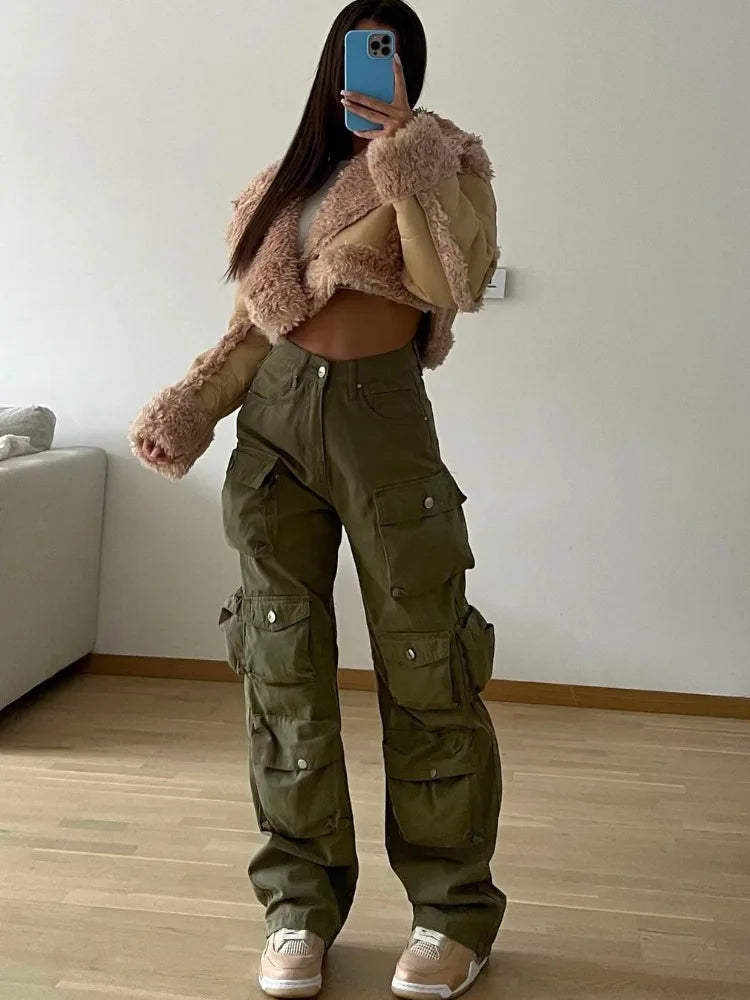 Multiple Pockets Cargo Pants for Loose High Waist Sweatpants ’s Baggy Pant Woman Trousers