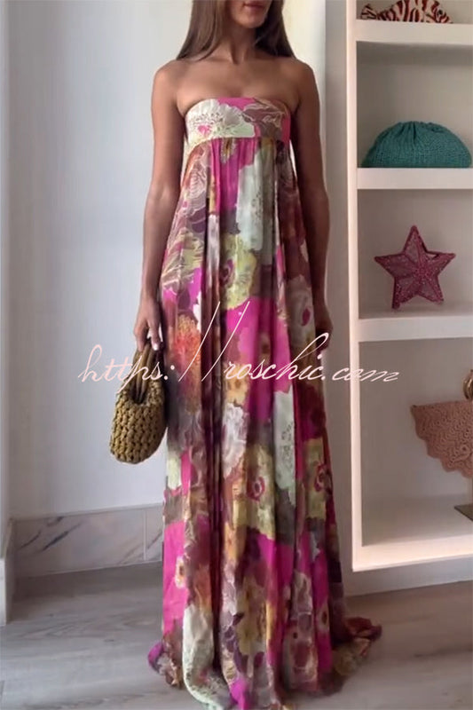 Shelia Print Off Shoulder A-line Maxi Dress