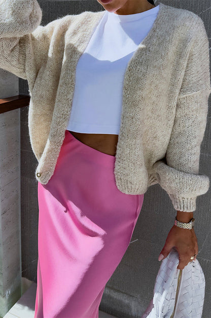 Color Long Sleeve Knitted Cardigan