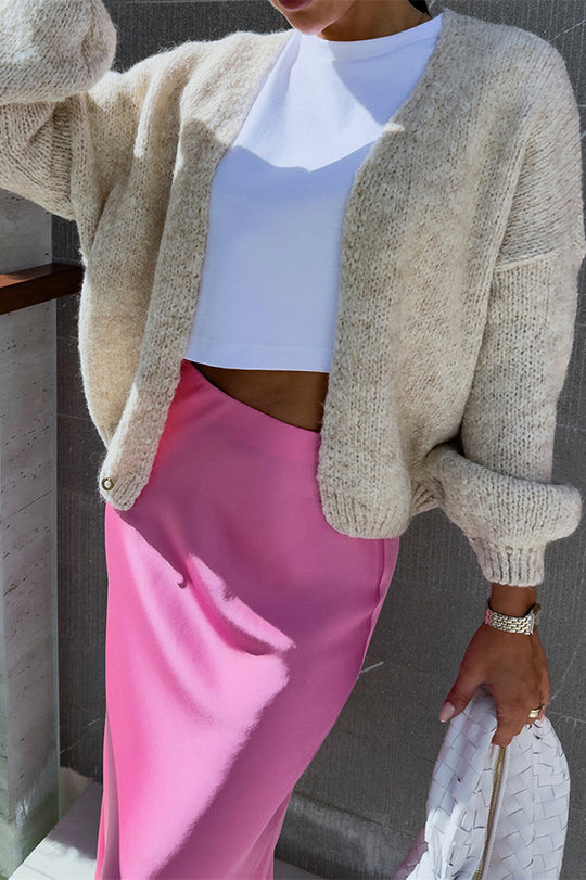 Color Long Sleeve Knitted Cardigan