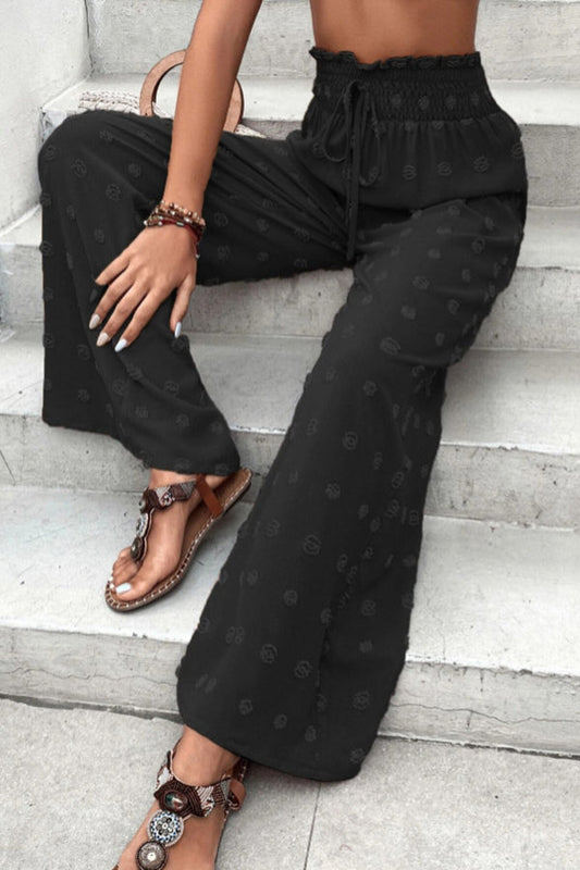 High Waist Jacquard Wide Leg Pants Trousers