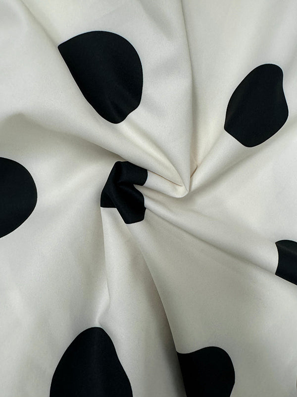 A-line High Waisted Belted Lace-up Pockets Polka Dot Split-joint Stand Collar Maxi Dresses