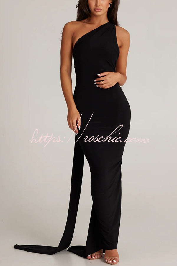 Backless Pleated Slim Color Sleeveless Maxi Dress