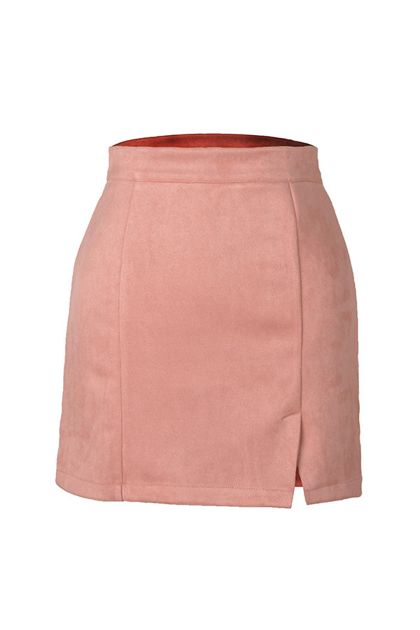 High-waist Zipper Autumn and Winter A-line Color Skirt
