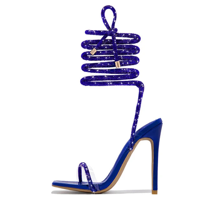 Liyke Gold Crystal Ankle Cross Strap Sandals – ’s Summer Party Wedding Banquet Shoes