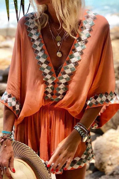 Beach Print Kimono Romper