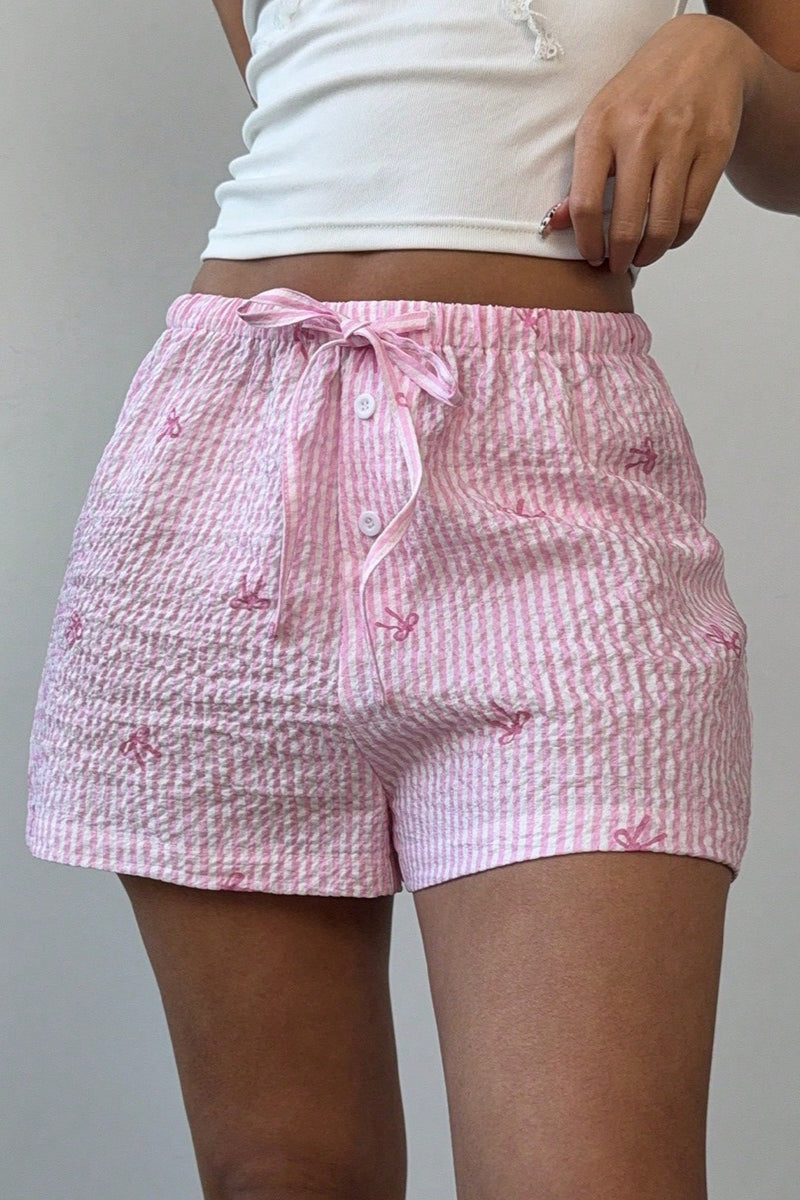 Pink Stripe Wide Leg Shorts